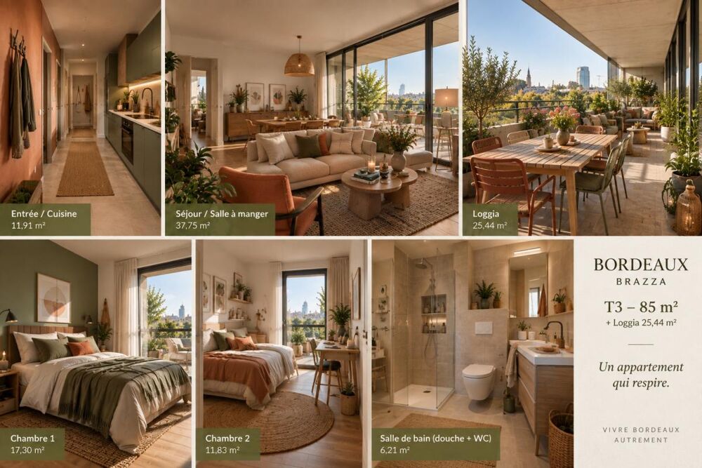 Vente Appartement T3 avec exterieur loggia de 25 m² – Bordeaux Rive Droite Bordeaux