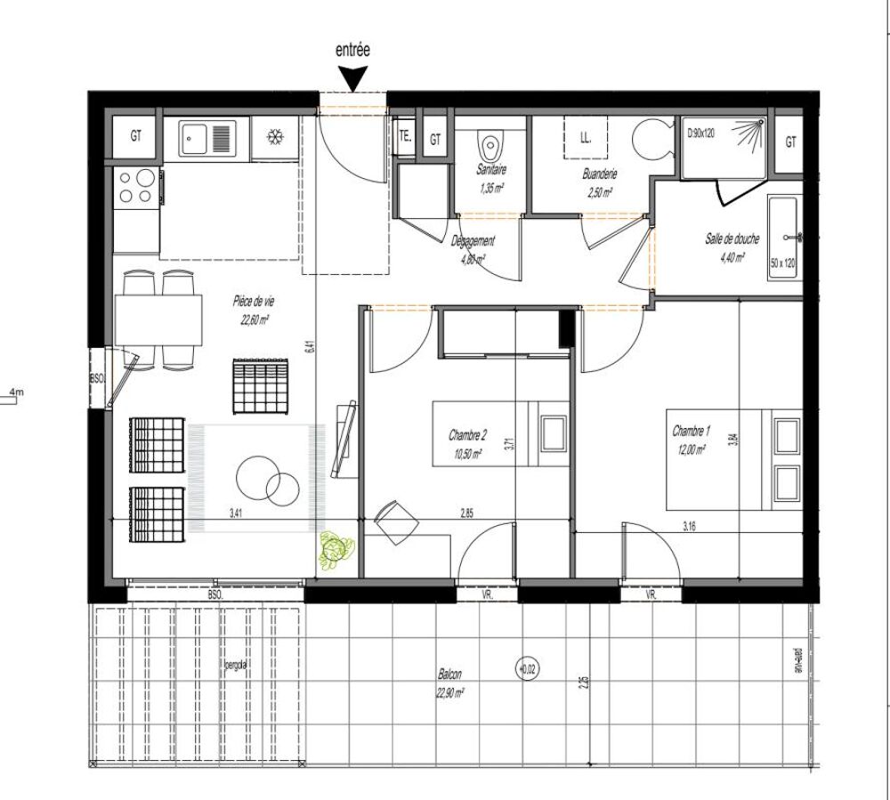 Bel appartement T3 avec grande terrasse à Sathonay-Village