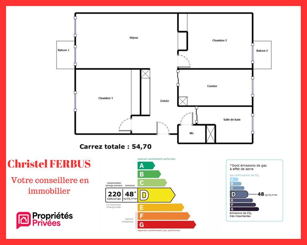 93350 LE BOURGET - Appartement 3 pièces 54.70 m²- 2 Chambres - 2 Balcons - Stationnement libre en extérieur