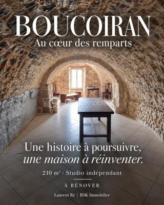 Vente Maison MAISON DE VILLAGE AVEC STUDIO INDÉPENDANT – AU CŒUR DES REMPARTS – 210 m² HABITABLES Boucoiran et nozieres