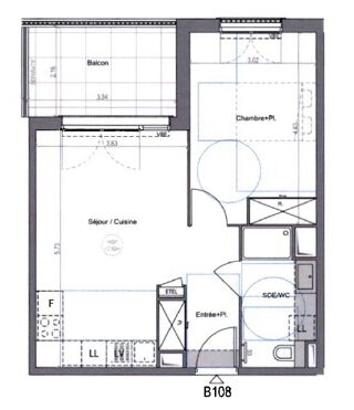  Appartement à louer 2 pièces 43 m²