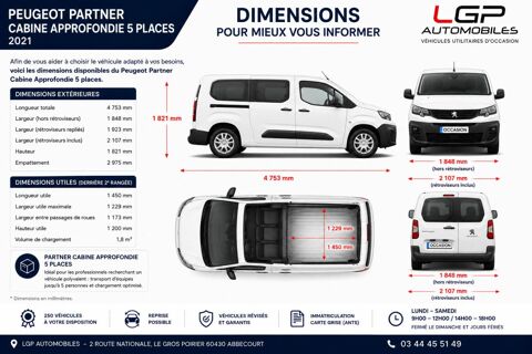 Partner 1&deg; Main / 1.5L BLUE HDI 100cv de 2022 version CABINE APPROFO 2022 occasion 60430 Abbecourt