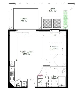  Appartement à louer 2 pièces 44 m²
