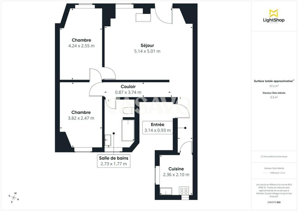 Vente Appartement 3 pièces de 57m² - 75015 Paris