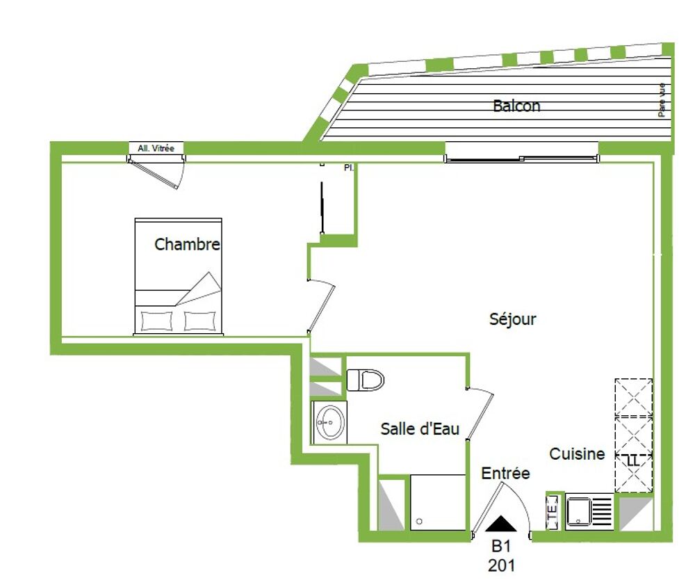 Location Appartement BAYONNE – Appartement T2 avec balcon et parking Bayonne