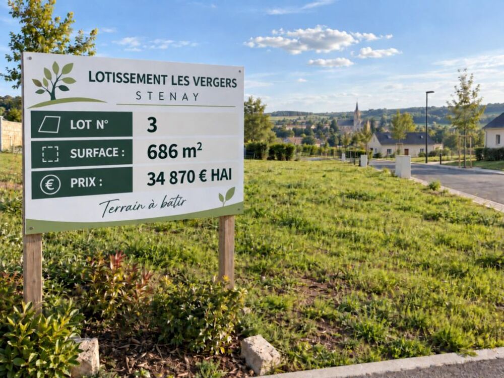 Vente Terrain Stenay 55700 terrain à bâtir viabilisé 686 m² Lot n° 3 Stenay