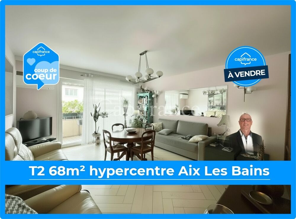 Appartement T2 de 69 m², dernier étage avec balcons, cave, garage locatif possible  Hypercentre Aix-les-Bains (73)