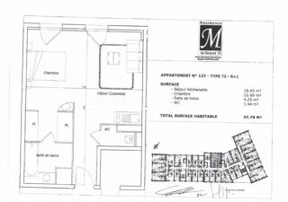  Appartement � vendre 1 pi�ce 37 m�