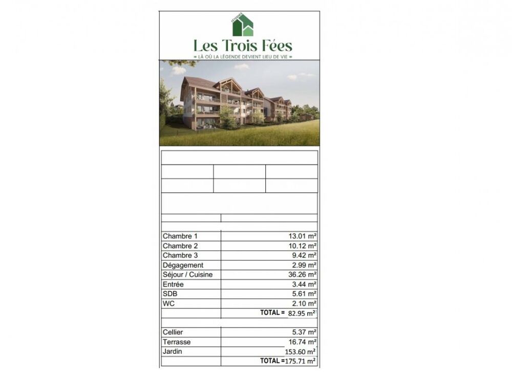 Vente Appartement FETERNES T4 82 m², jardin avec terrasse, cellier, garage et stationnement (74500) Feternes