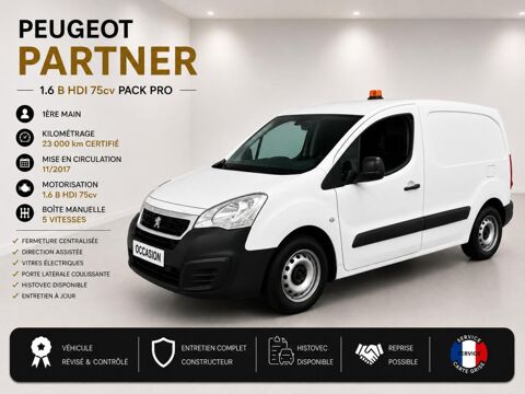 Peugeot Partner 1&deg; Main / 1.5L B HDI 75cv Pack PRO Seulement 23 000km ! idem 2018 occasion Abbecourt 60430