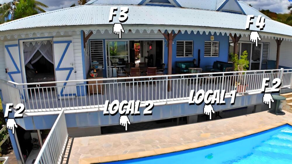 Vente Maison Villa F11 de 445 m2 PISCINE vue mer au Trois Ilets Les trois ilets