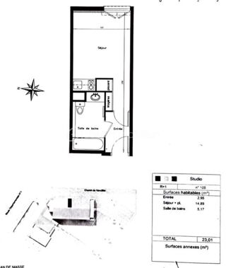  Appartement � vendre 1 pi�ce 23 m�