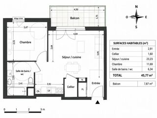  Appartement à louer 2 pièces 39 m²