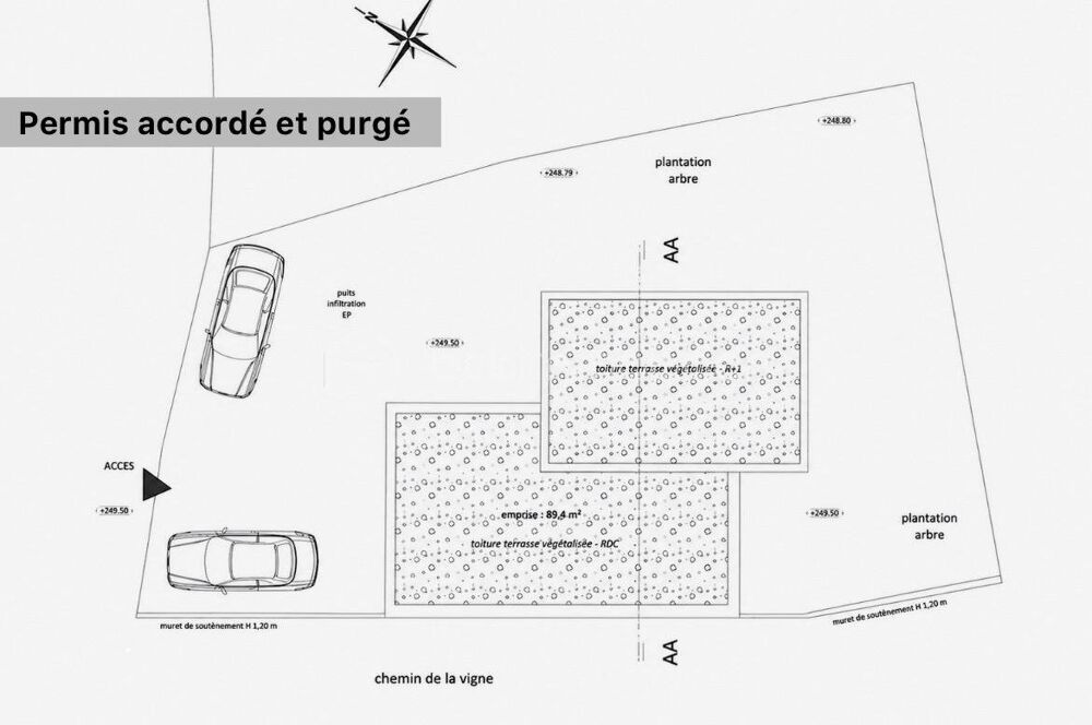 Vente Terrain Terrain à bâtir de 298m² avec permis accordé et purgé – Une belle opportunité pour construire votre maison Chatillon