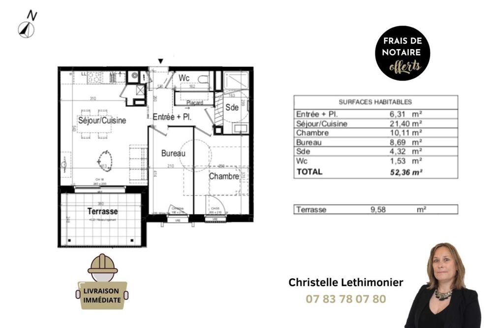 2 Pièces · 52,36 m² · Dinard 35800 · Balcon + Parking