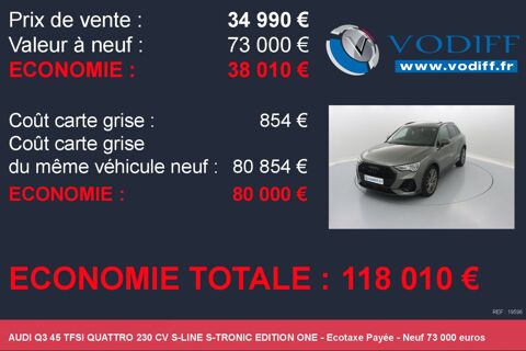 Q3 45 TFSI QUATTRO 230 CV S-LINE S-TRONIC EDITION ONE 2019 occasion 67960 Entzheim