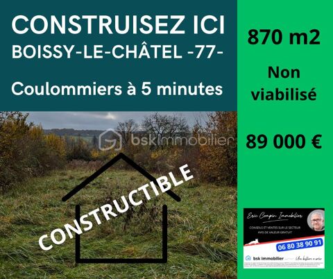 Exclusivit&eacute; : Terrain constructible 870 m2 Boissy le Ch&acirc;tel 77 71500 77169 Boissy le chatel