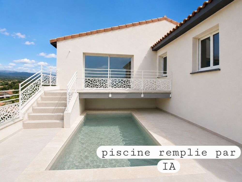 Villa contemporaine de plain-pied avec piscine et vue panoramique dans un environnement calme