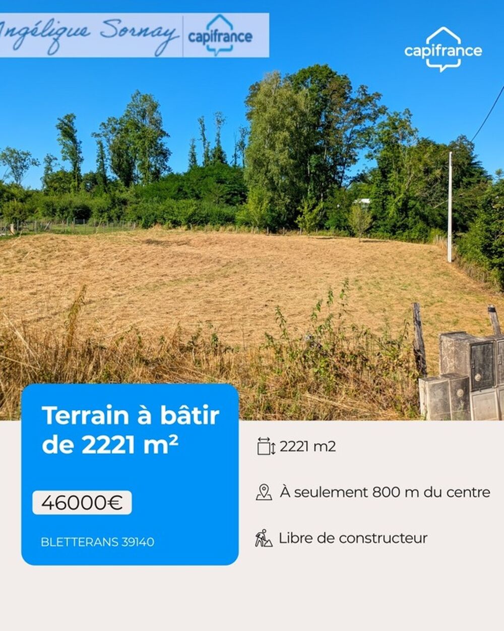 Vente Terrain Terrain à vendre de 2 221 m² BLETTERANS (39) Bletterans