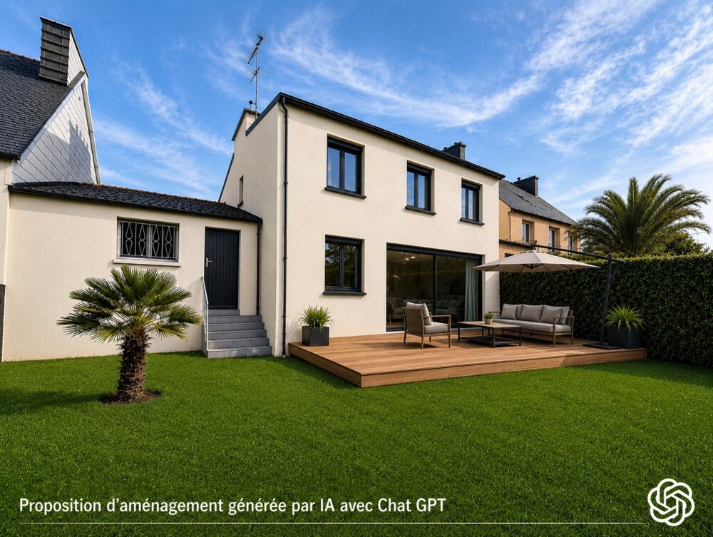 Maison en impasse dans quartier résidentiel, rez de chaussée à aménager, grand garage, à GUIPAVAS (29)