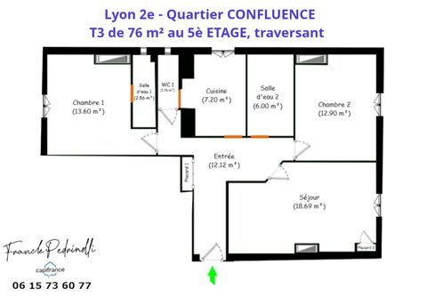 Dpt Rhône (69), à vendre LYON 2EME ARRONDISSEMENT Appartement T3 76m² - Habitation / Investissement Locatif rentable / Division 320000 Lyon 2