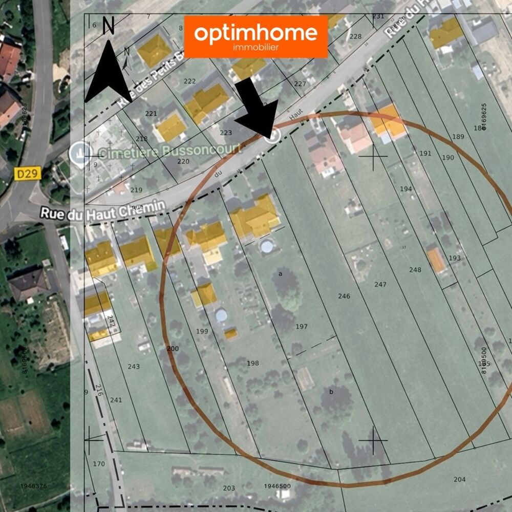 Vente Terrain Terrain à bâtir 2 663 m² – Buissoncourt (54) – 20 km Nancy Buissoncourt