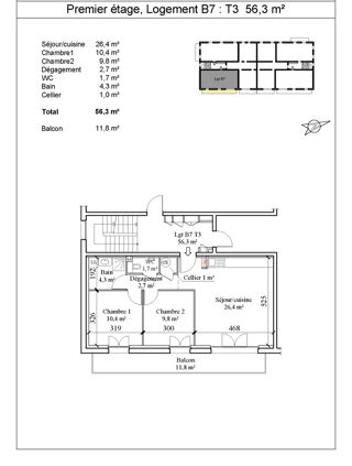  Appartement à vendre 3 pièces 56 m²