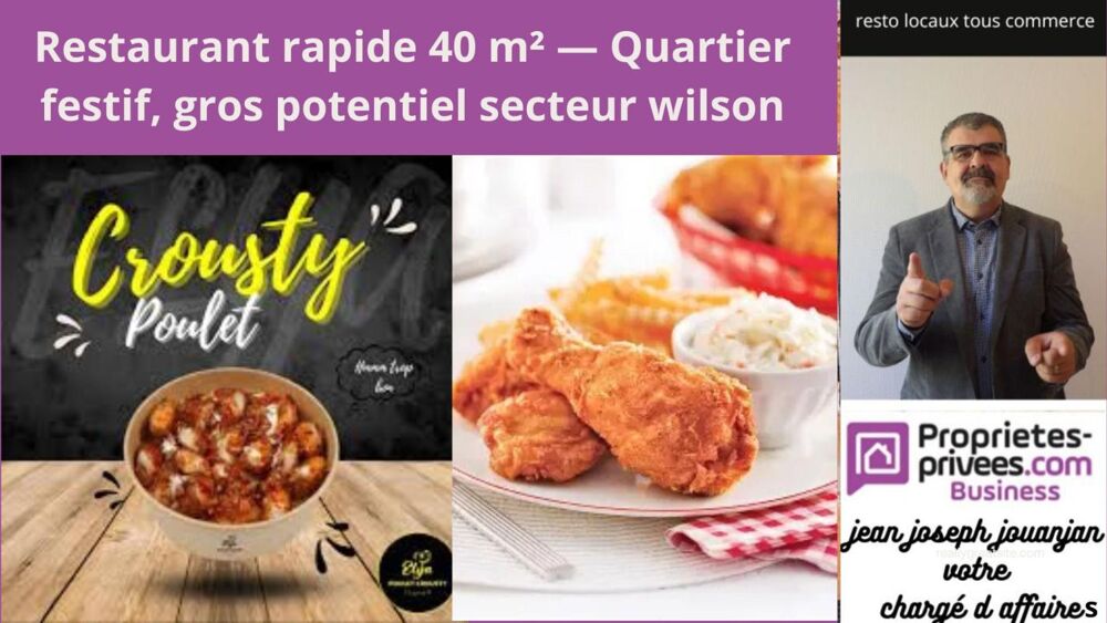   Restaurant rapide 40 m²  Quartier festif, gros potentiel 