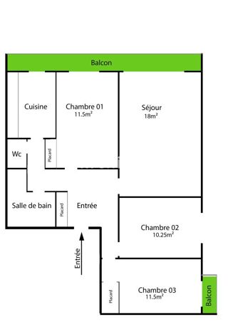  Appartement � vendre 4 pi�ces 72 m�