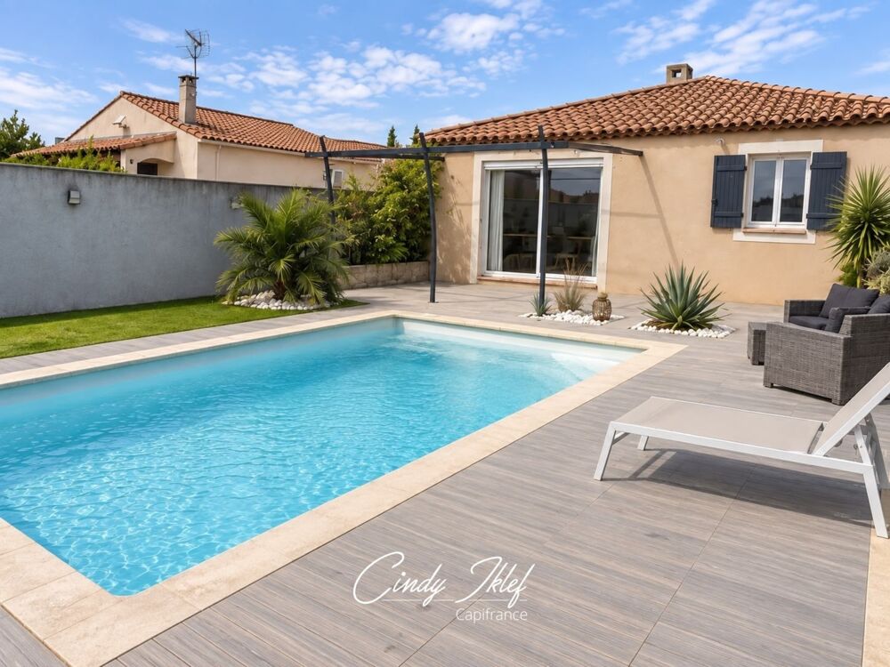 Vente Maison Marignane, Quartier Les Beugons: Maison T4 de 97 m2, de plain-pied et exposée Sud, avec jardin, piscine et un garage de 16 m2 Marignane