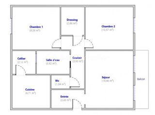  Appartement  vendre 3 pices 59 m
