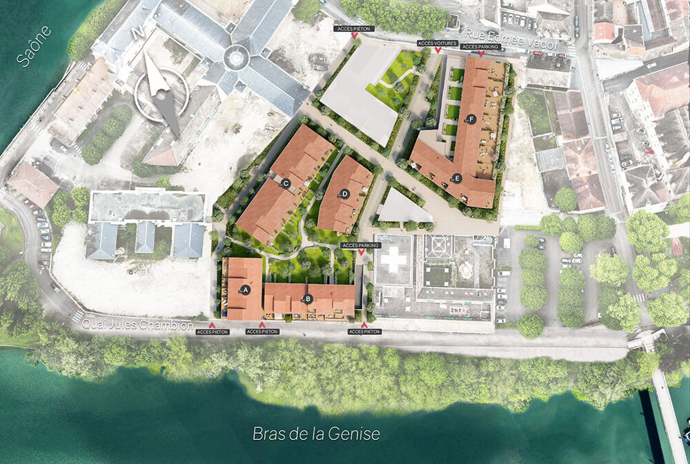 appartement 4 pièces 75m² 2eme et dernier étage avec terrasse sur sur Saône sur ile saint Laurent Rives de Genise 1