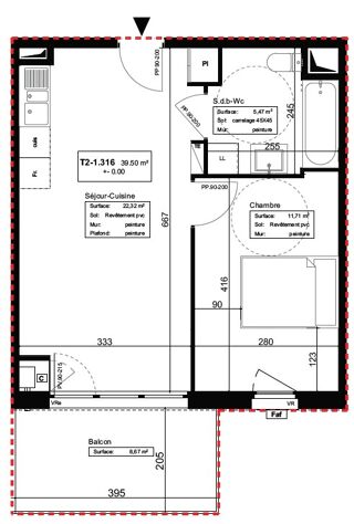  Appartement � louer 2 pi�ces 39 m�