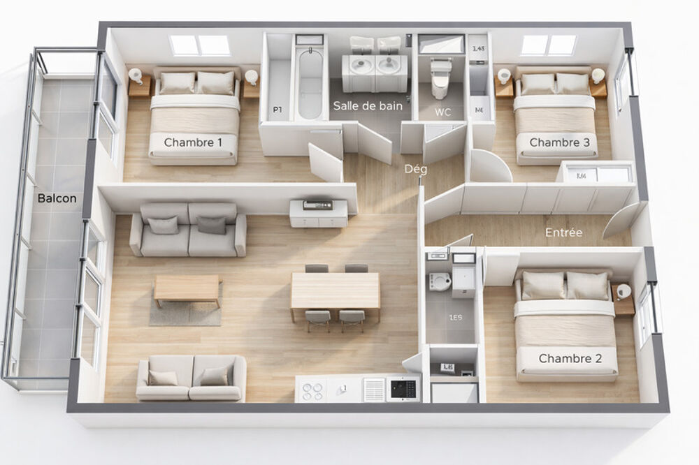 Appartement T4 de 84 m² avec balcon et vue boisée  Montrabé (31), cadre de vie privilégié aux portes de Toulouse