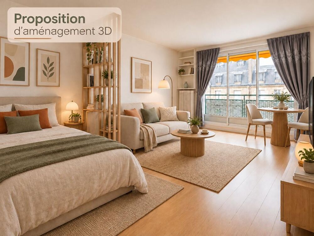 Vente Appartement Paris 16e - T1 bis avec balcon, vue dégagée, cave, parking 34 m² Paris 16