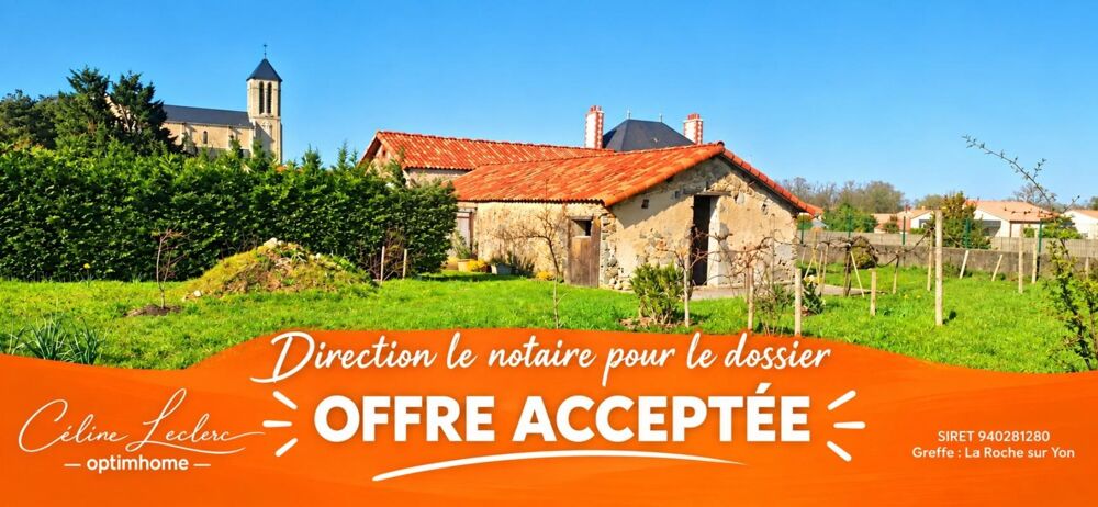 ? Corps de ferme en pierre 215 m²  Toitures neuves  Terrain 1 712 m² à St-Julien-des-Landes (85)