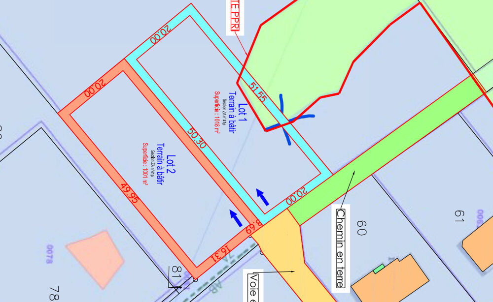 Vente Terrain Terrain constructible 1018 m² Vaux sur eure