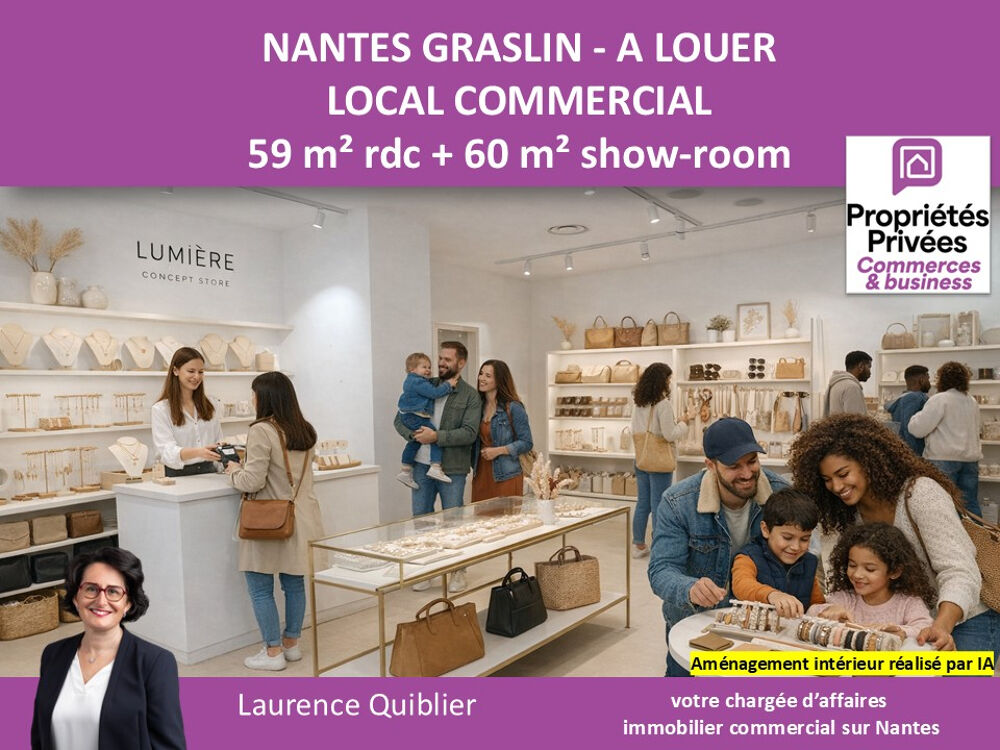   44000 NANTES - LOCAL COMMERCIAL 119 m² , A LOUER QUARTIER GRASLIN 
