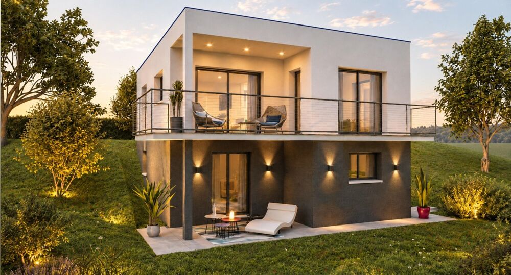 Maison contemporaine avec vue dégagée sur les montagnes