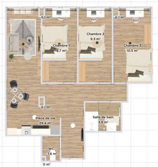  Appartement � vendre 3 pi�ces 64 m�