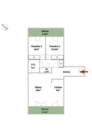  Appartement � vendre 3 pi�ces 66 m�