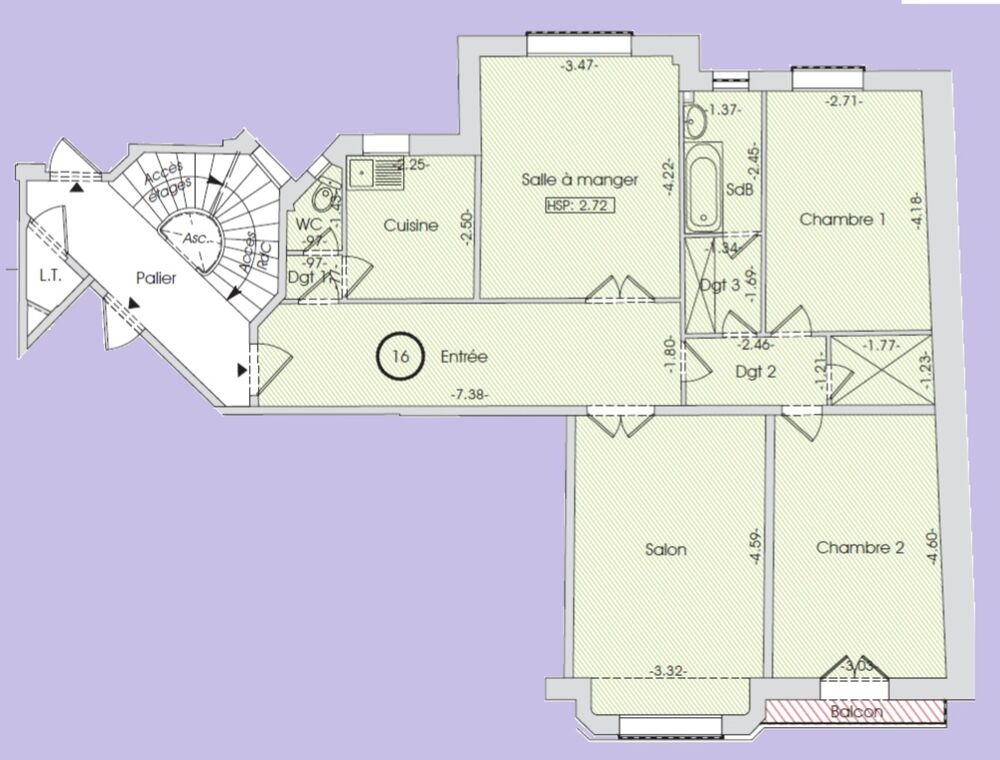 Vente Appartement appartement T4 à vendre en nue-propriété PARIS 19e, surface habitable 88,10 m2 + balcon + cave Paris 19