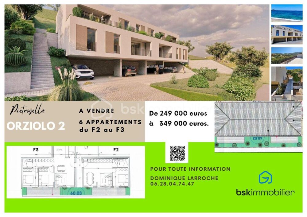 Vente Appartement Corse - Rive sud d'Ajaccio � Pietrosella- R�sidence ORZIOLO 2. Appartement T3 de 60 m2 + terrasse de 18 m2, situ� � 3 km de la m Pietrosella