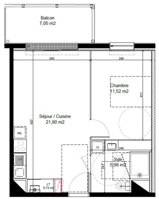  Appartement à louer 2 pièces 40 m²