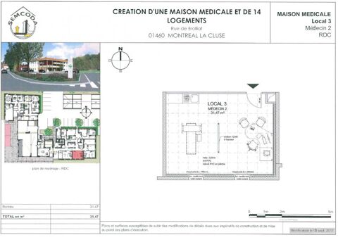 MONTREAL LA CLUSE - Cabinet m&eacute;dical &agrave; louer 522 01000 Montreal la cluse