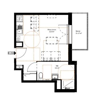  Appartement à louer 1 pièce 29 m²