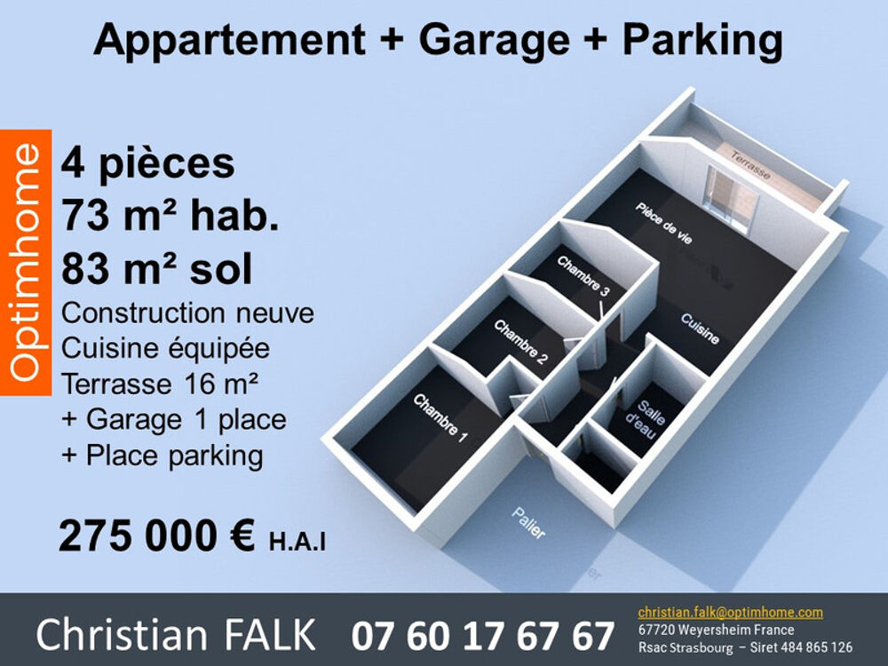 Vente Appartement Appartement T4 73 M avec garage et parking Gries