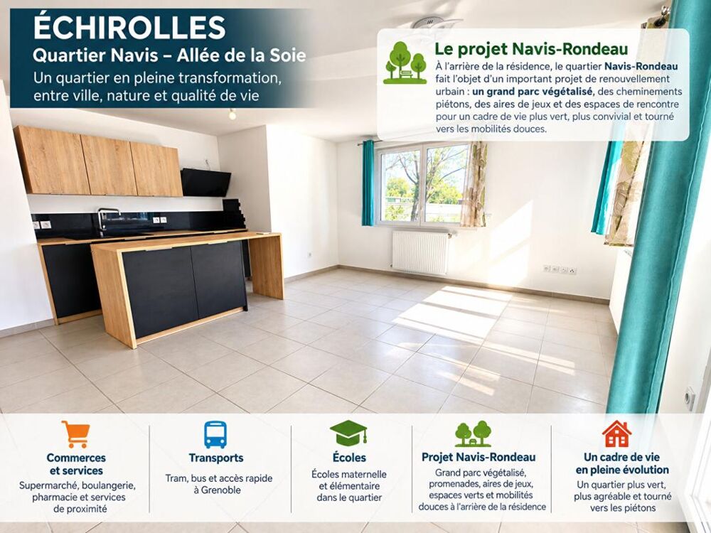 Vente Appartement ÉCHIROLLES  T3 RÉCENT 66,90 M²  TERRASSE ?PARKING  DPE B  QUARTIER NAVIS Echirolles