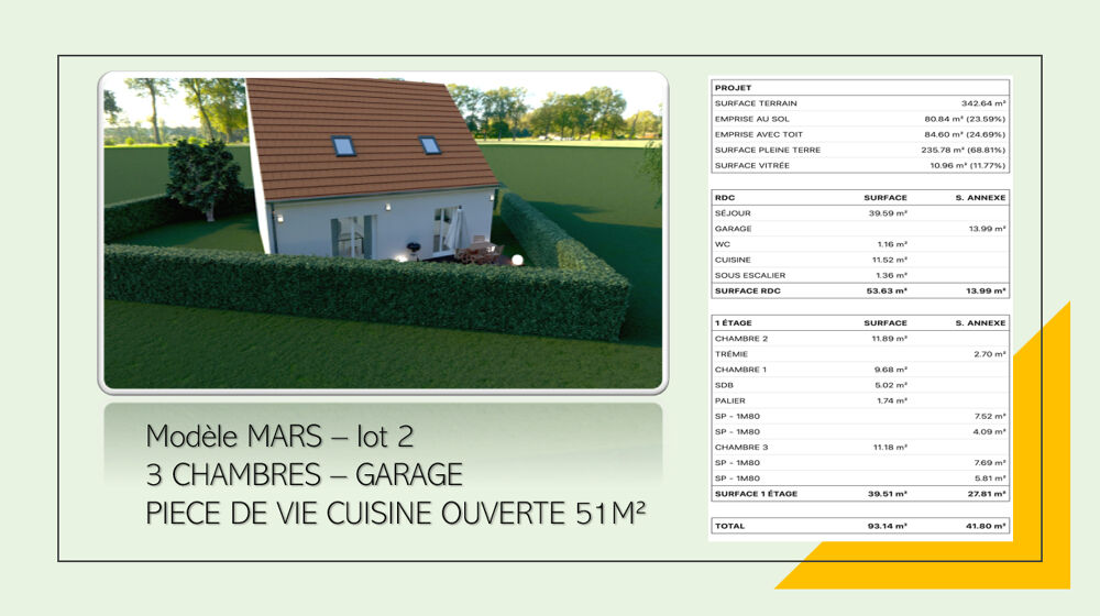 Vente Terrain Terrain proche Houdan 78550 de 342 m2 pour maison 3 chambres - garage - 69200 euros HAI Houdan