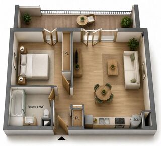  Appartement à vendre 2 pièces 43 m²
